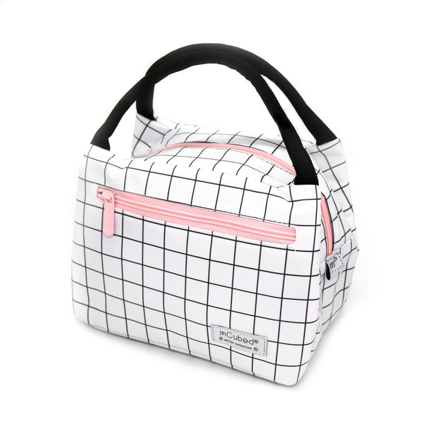 Grid with Pink Lunch Tote
